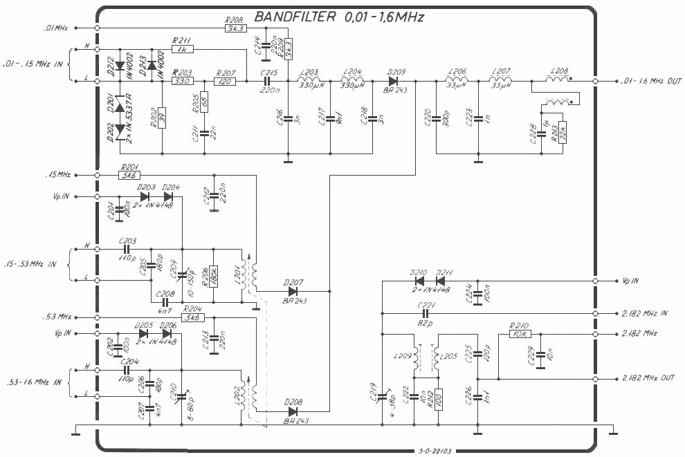 Sailor R1119 Bandfilter schema module-200