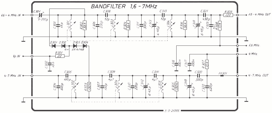 Sailor R1119 Bandfilter schema module-300