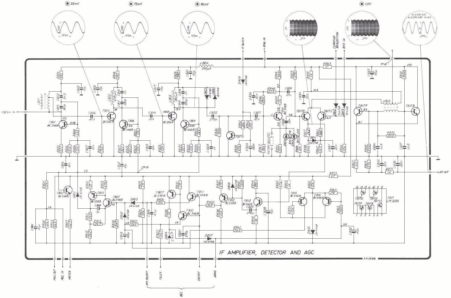 Sailor R1119 IF amplifier detector and AGC schema