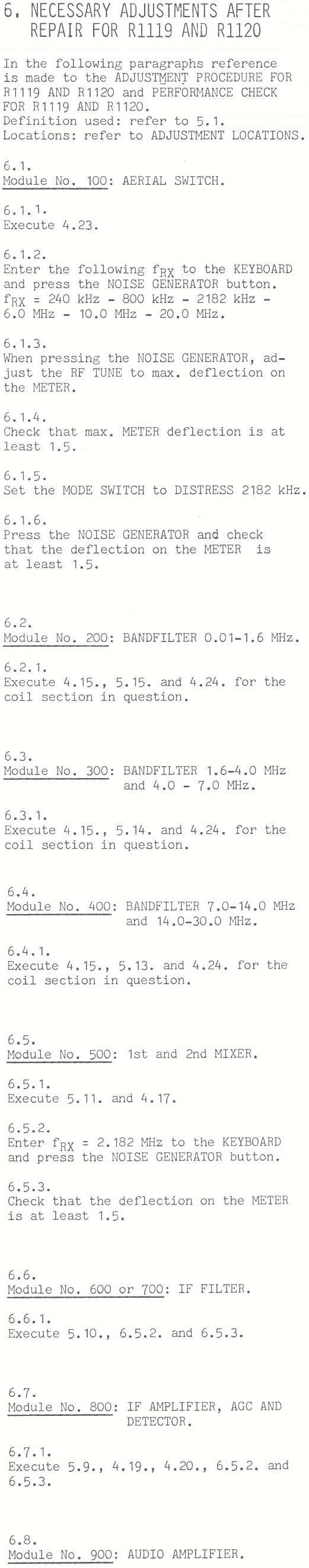 Sailor R1119 Necassary adjustments after repair page-1
