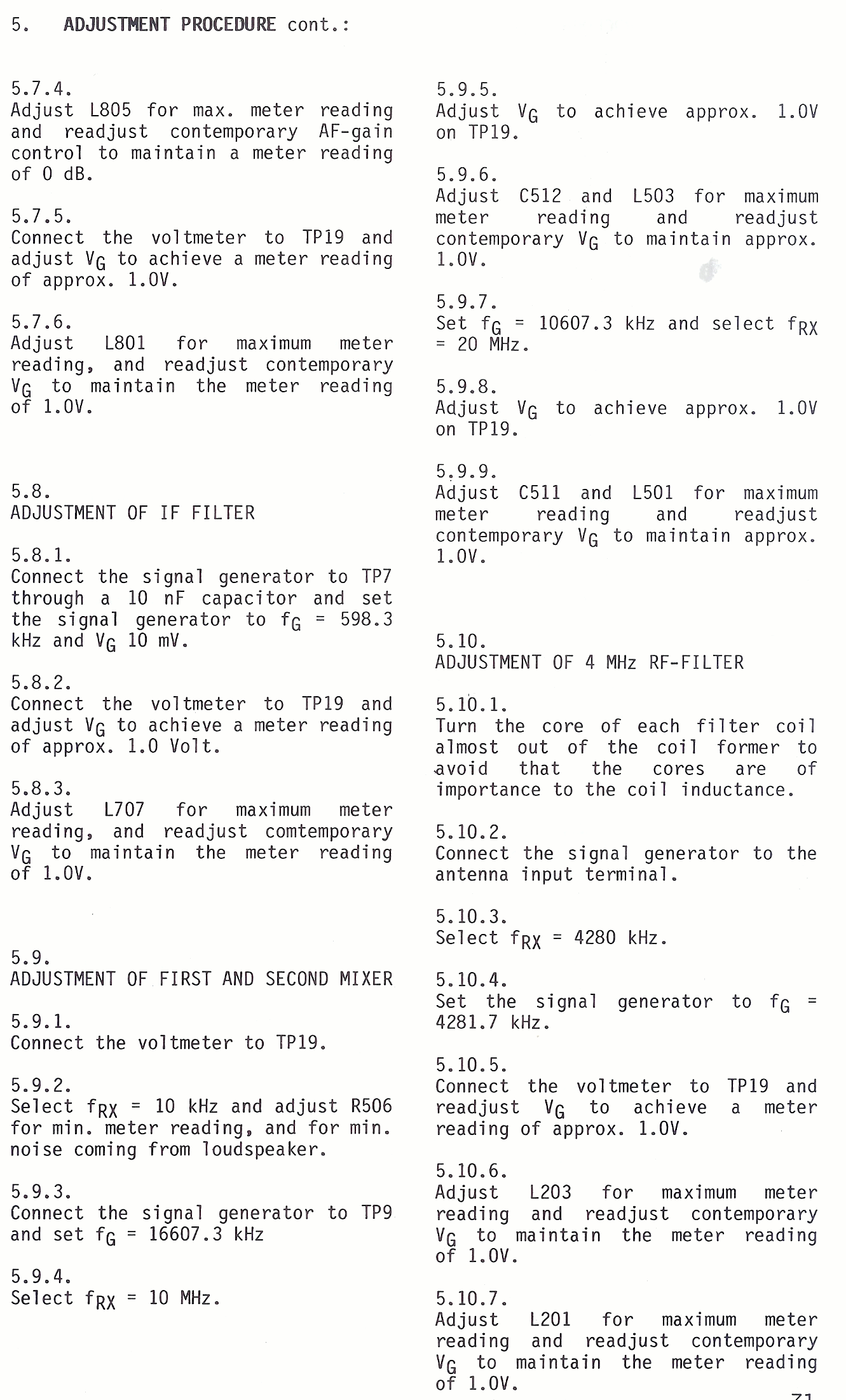Sailor R1121 Adjustment procedure page-2