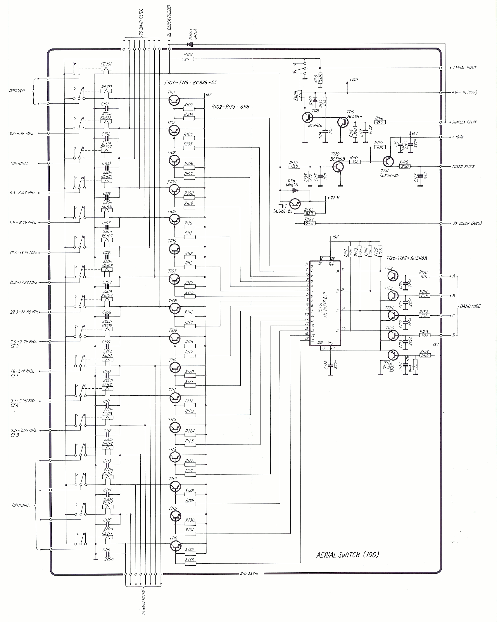 Sailor R1121 Aerial switch schema module-100