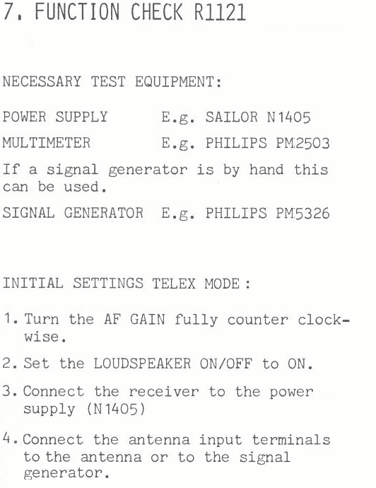 Sailor R1121 Function check page-1