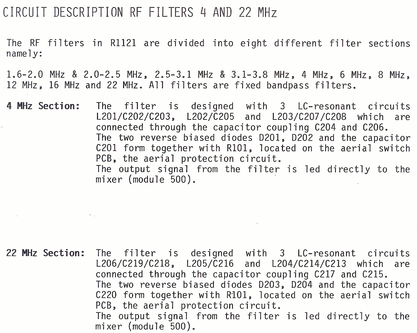 Sailor R1121 RF Band filter page-1 module-200