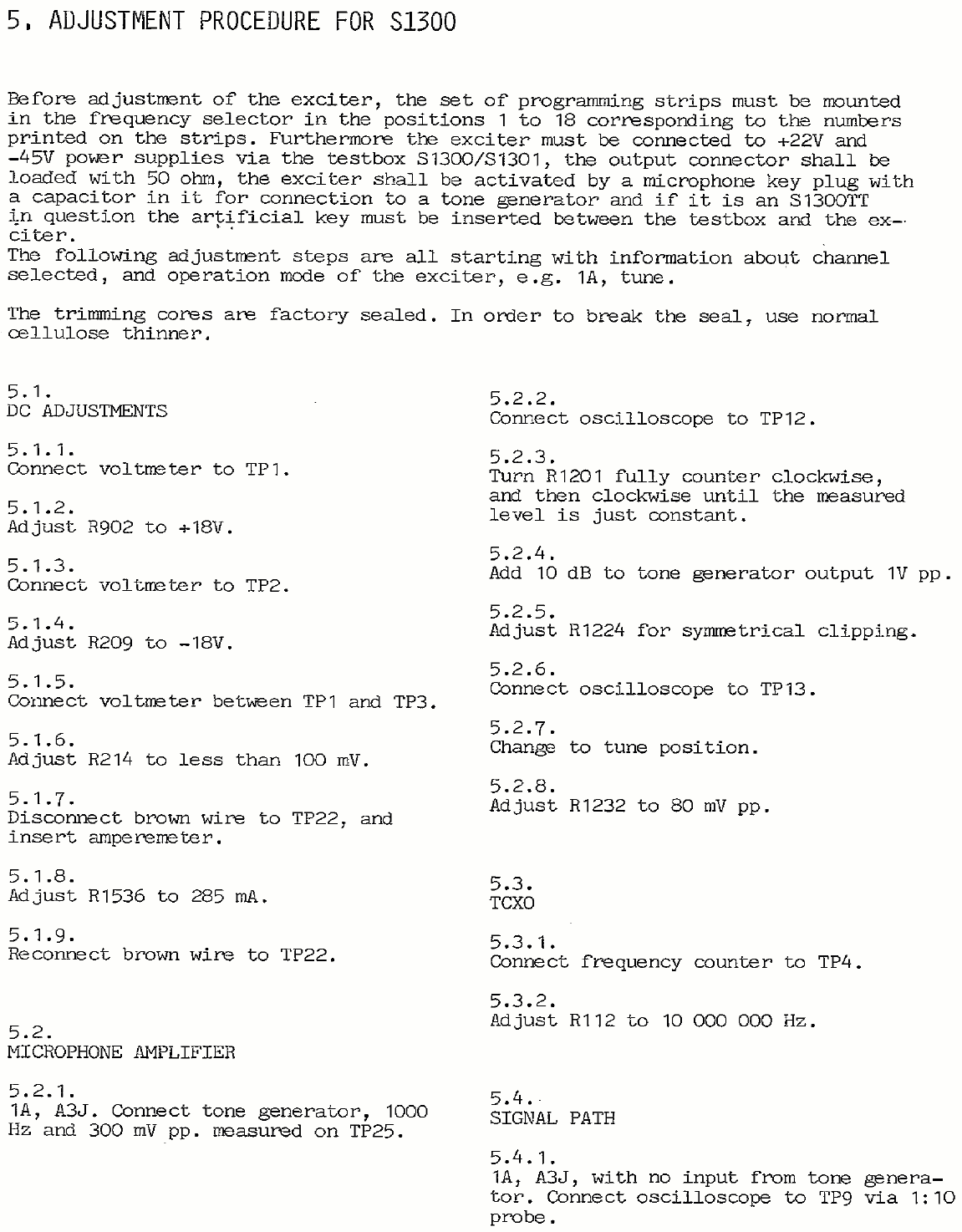 Sailor S1300 Adjustments procedure page-1