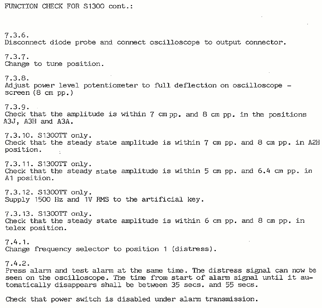 Sailor S1300 Function check page-2