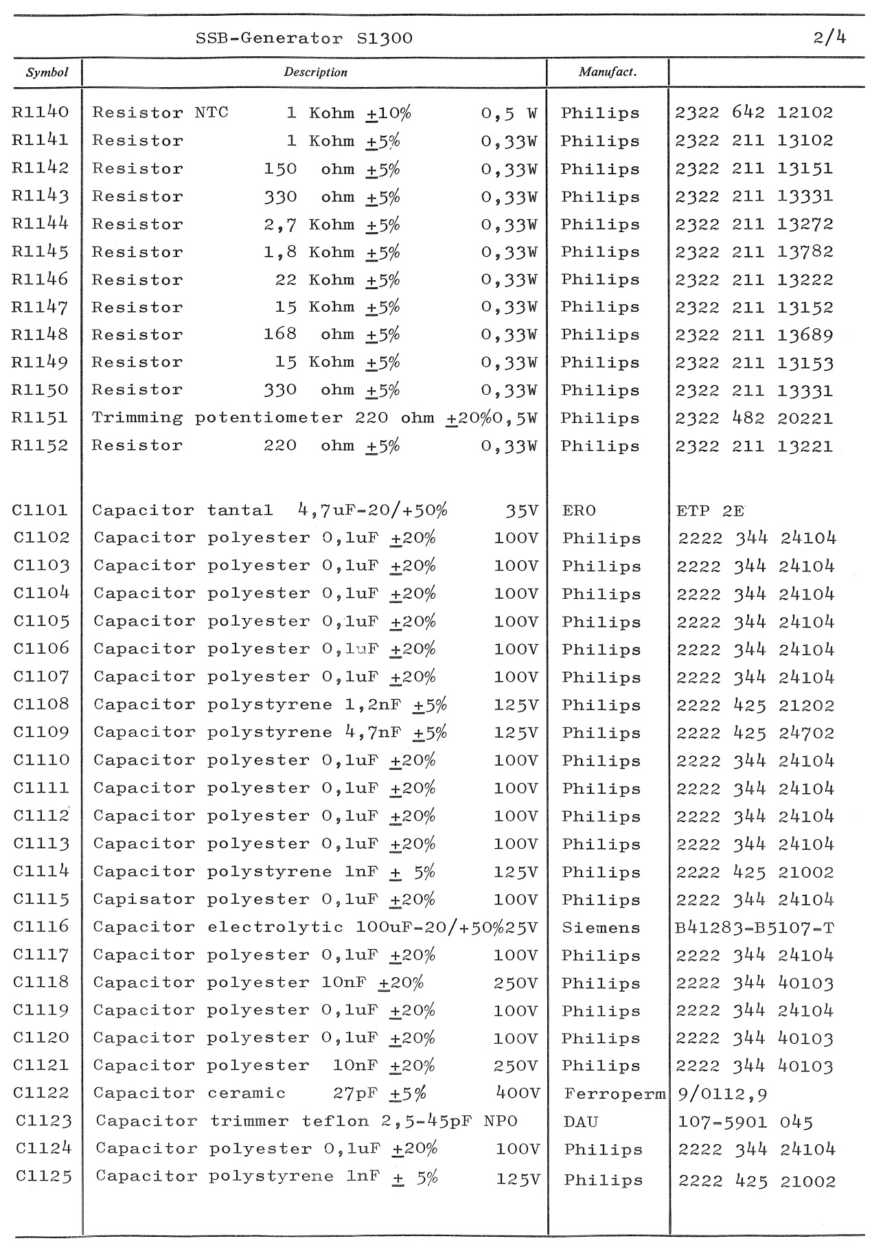 Sailor S1300 SSB - generator parts list 2