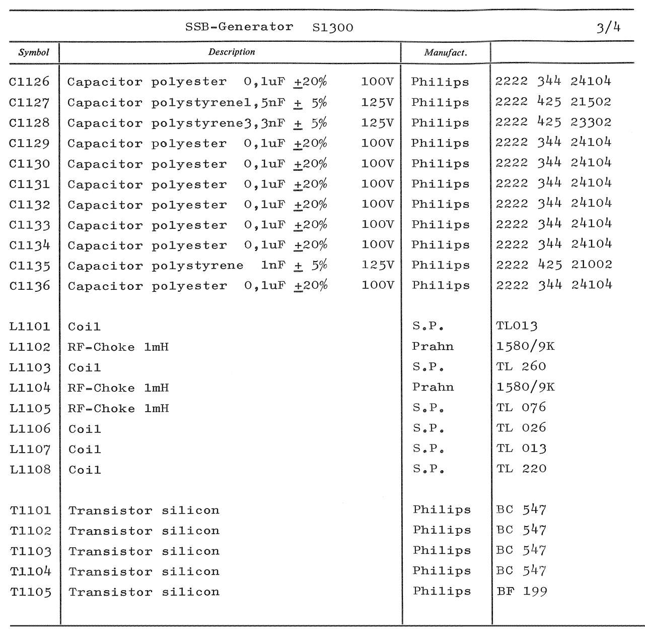 Sailor S1300 SSB - generator parts list 3