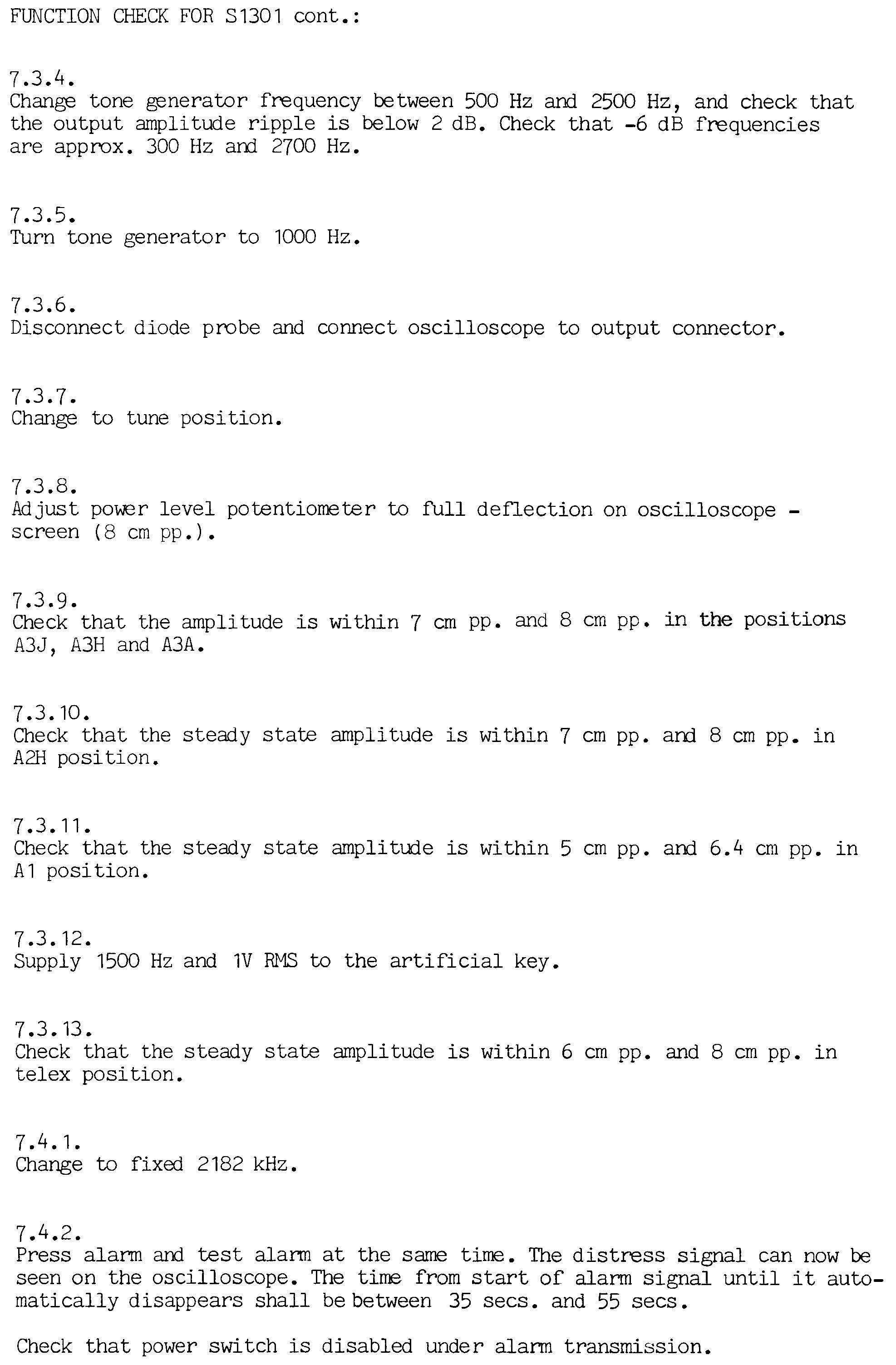 Sailor S1301 Function check page-2