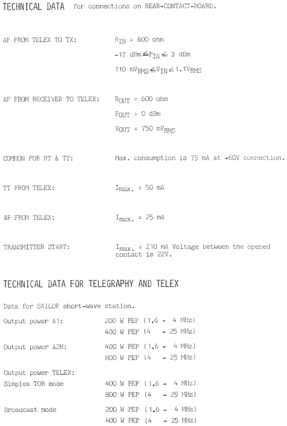 Sailor S1301 Technical data page-2