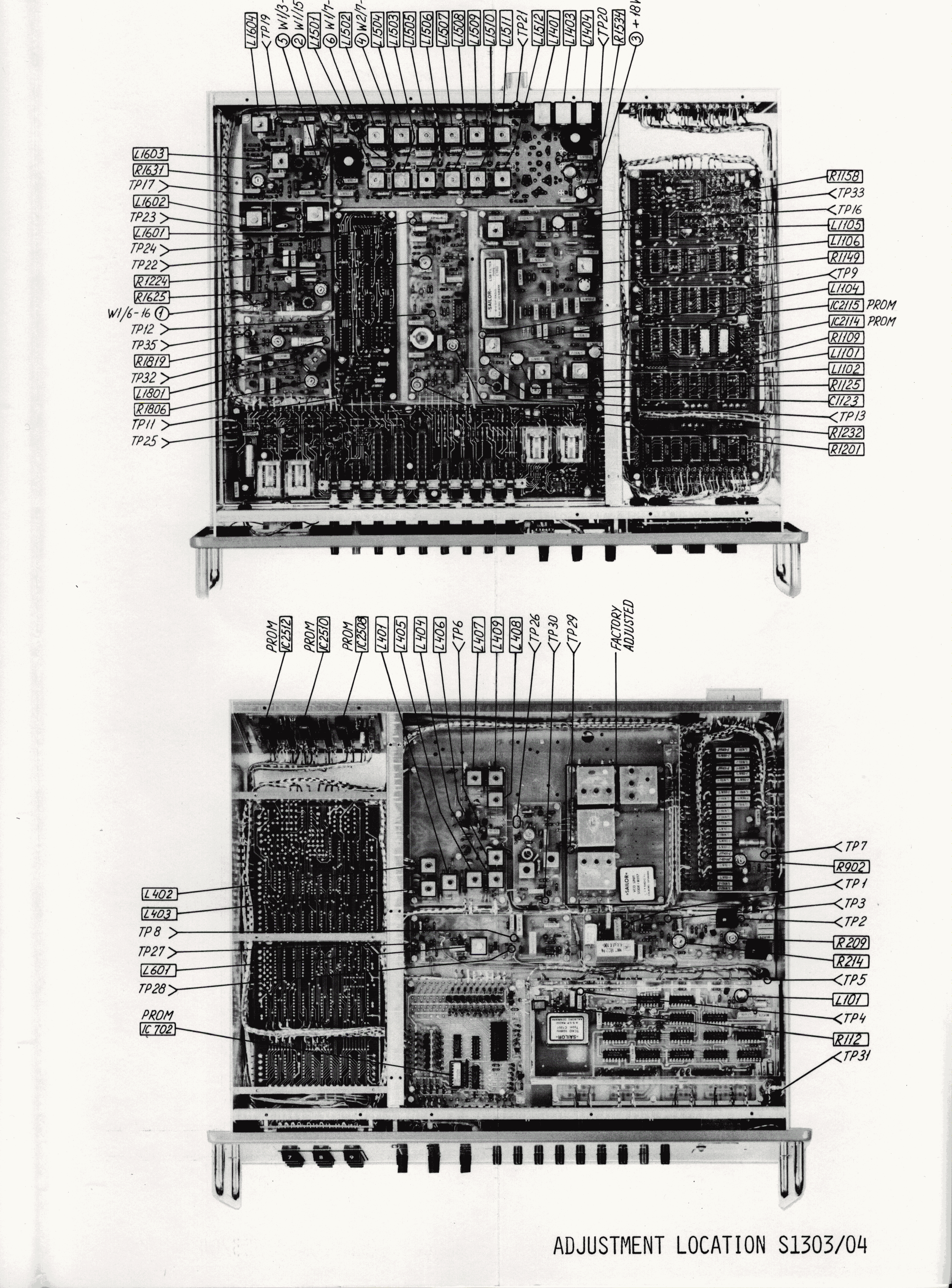 Sailor S1303 Adjustment locations