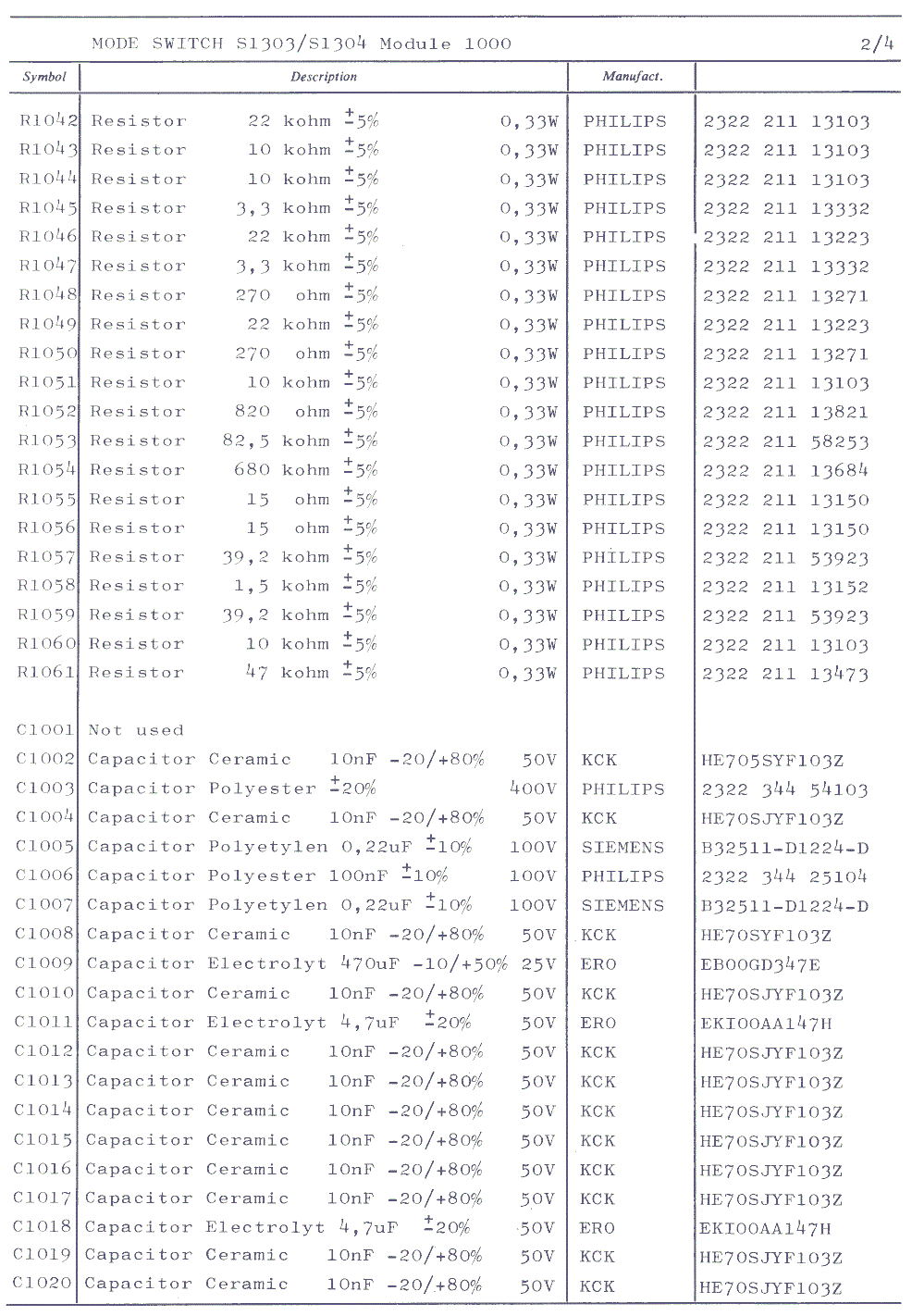 Sailor S1303 SSB Generator parts list 3