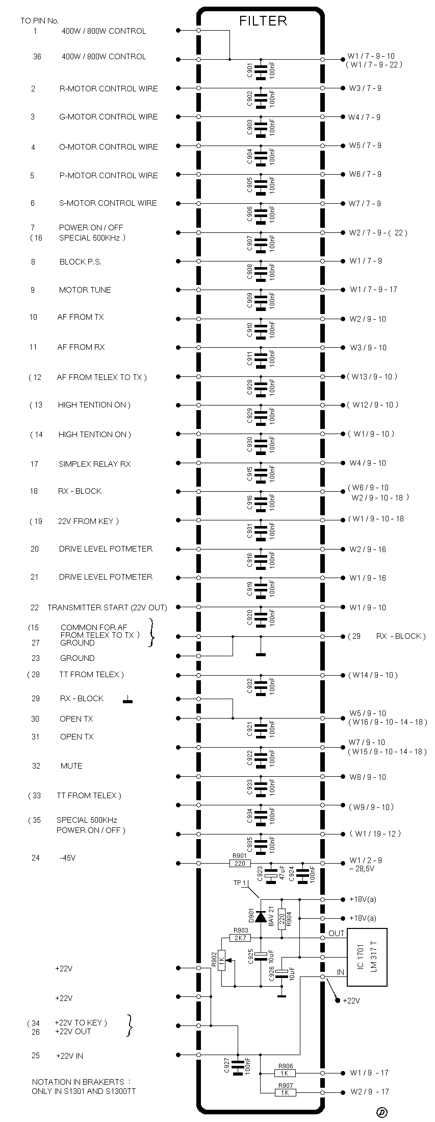 Sailor S130X Connection filters schema 900