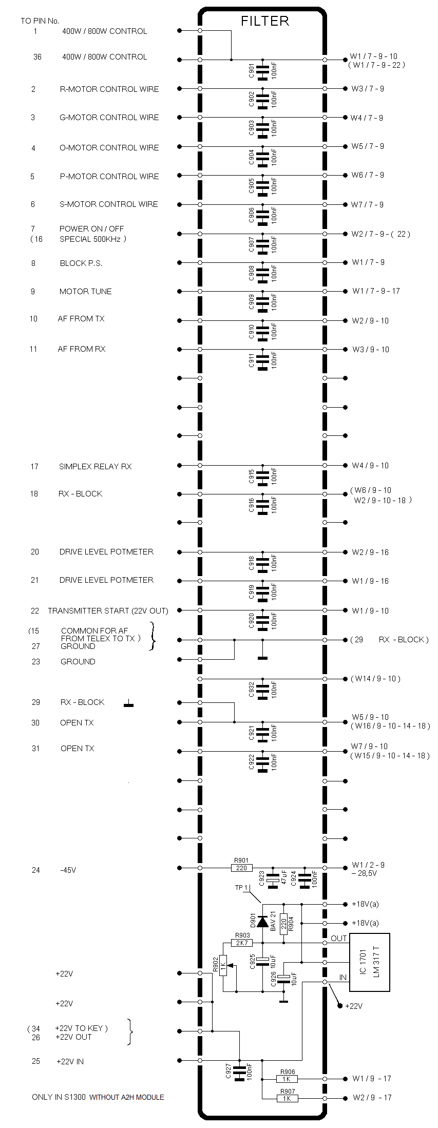 Sailor S130X Connection filters schema 900a
