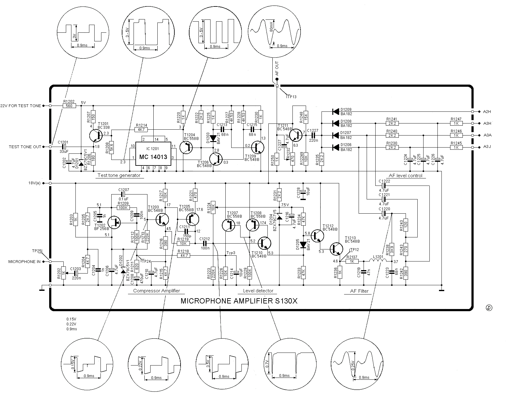 Sailor S130X Microphone amplifier schema