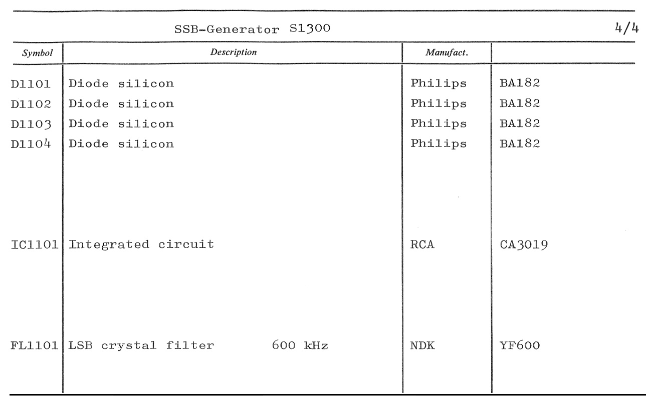 Sailor S130X SSB - generator parts list 4