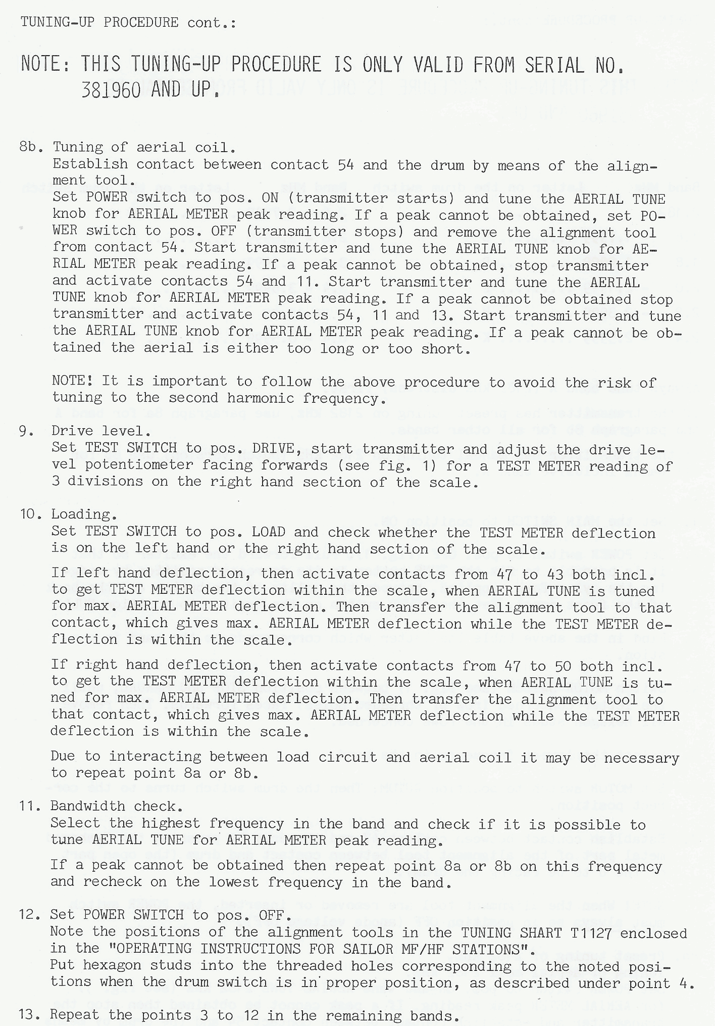 Sailor T1127 Tuning-up procedure-2