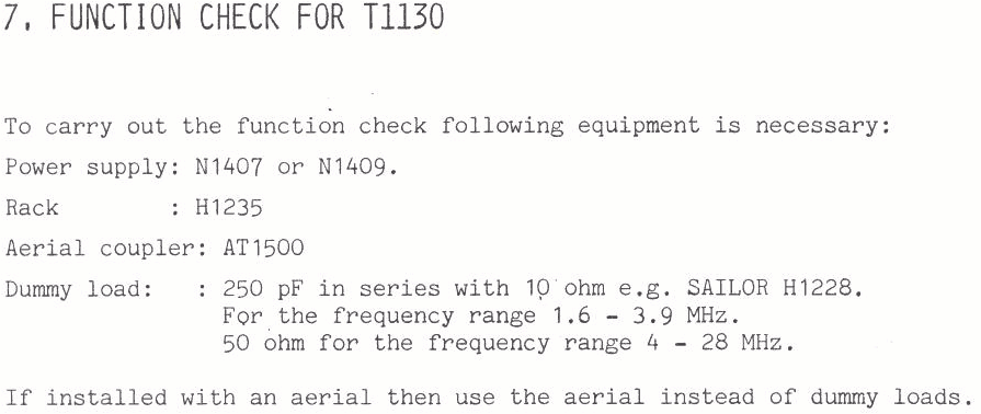 Sailor T1130 Function check page-0