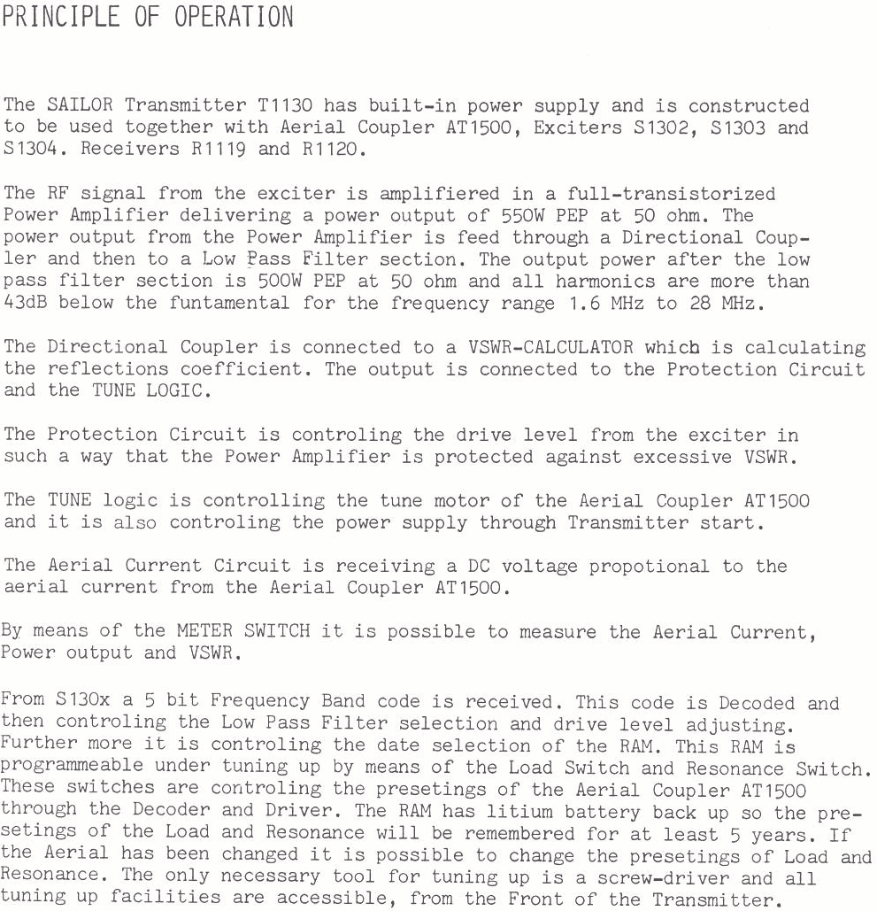 Sailor T1130 Principle of operations page-1