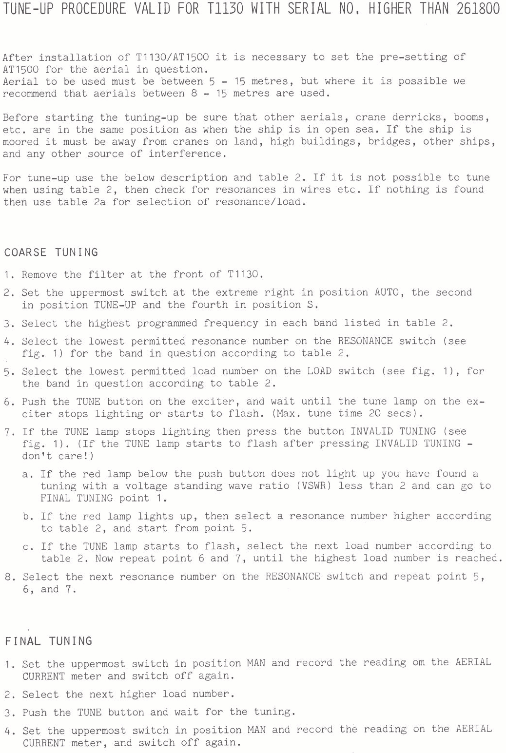 Sailor AT1500 Tuning-up procedure page-2