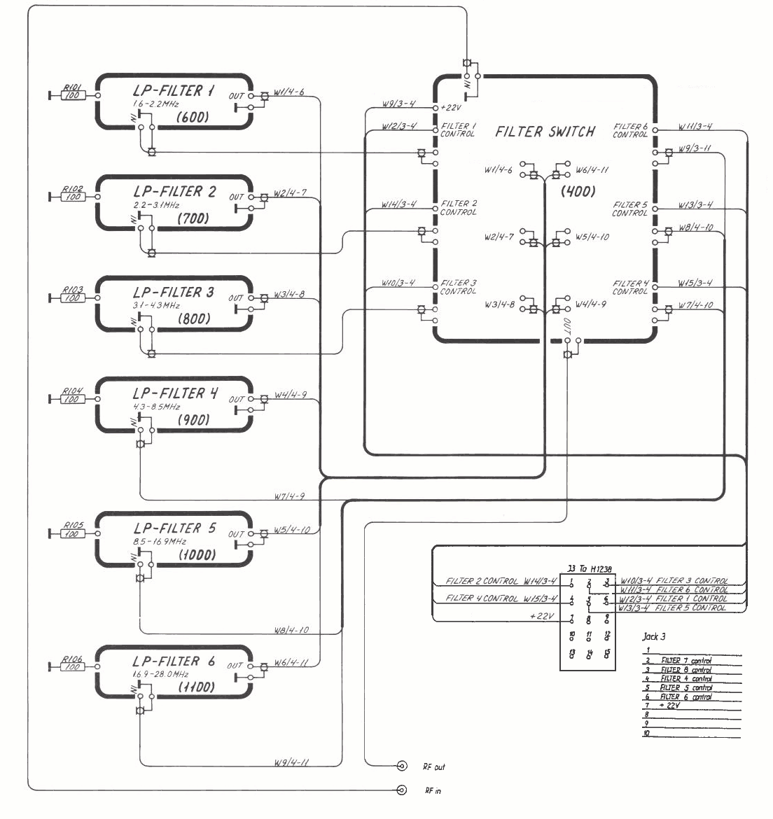Sailor T1135 Filter switch diagram