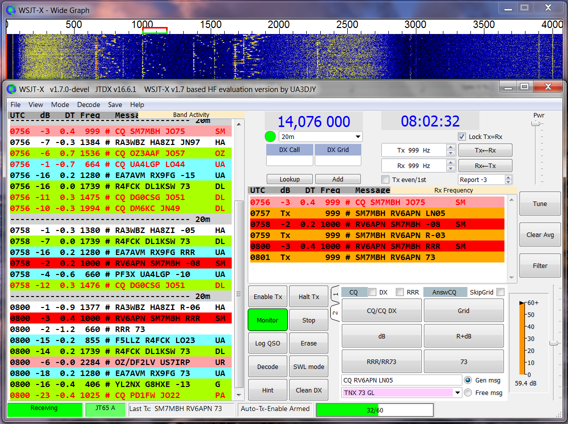 Download JTDX software for JT65, JT9, T10 and FT8 modes