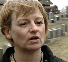 Nikki Allen, seen here visiting one of the Halifax graveyards where Titanic passangers are buried, travelled from Britain for the anniversary.