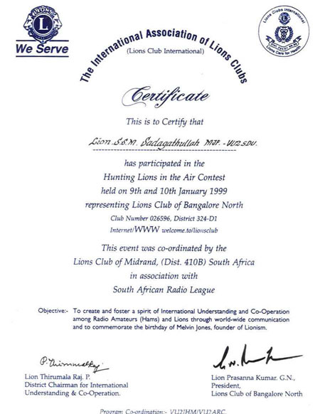 HLITA Contest Certificate