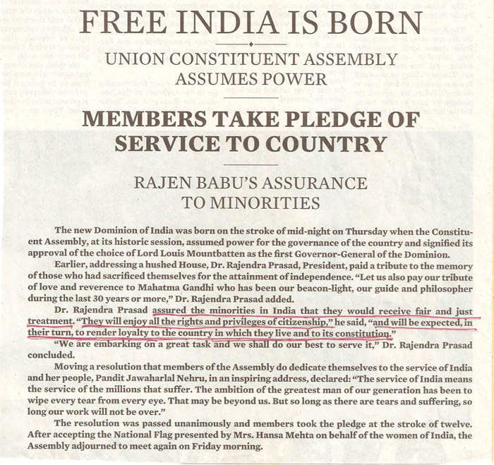 Dr. Rajendra Prasad Assurance To Minorities