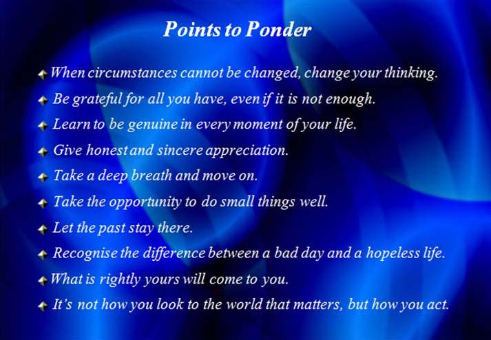 Points to Ponder