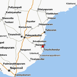 Kayalpatnam location is marked as a star