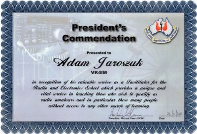 2011 WIA Presidents Commendation