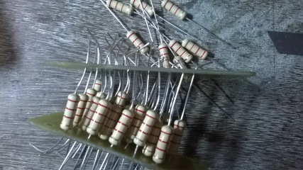 Pic of dummy load resistors being fitted to PCB