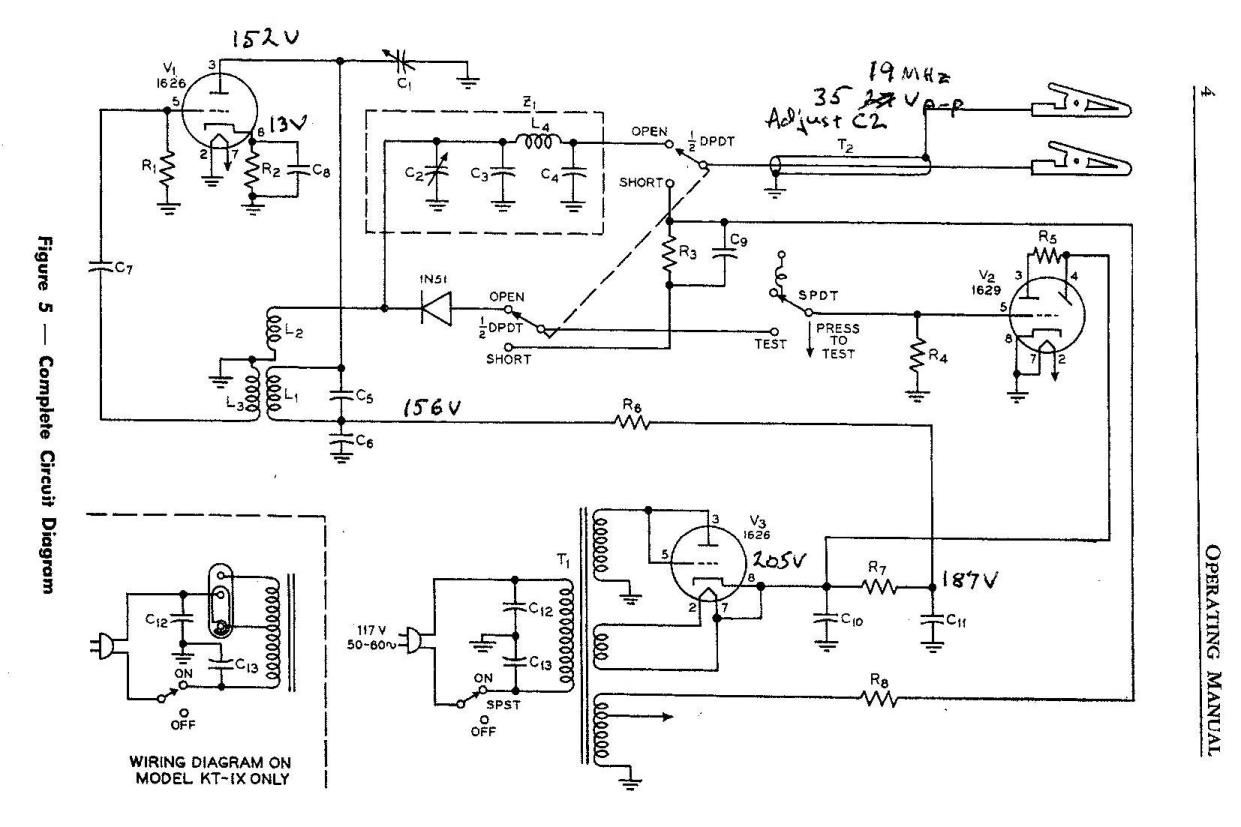 Sprague KT-1 Schematic w annotated voltage