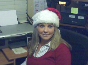 Picture of my wife getting in the Christmas spirit.