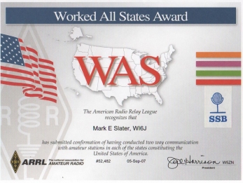 My Worked All States certificate.